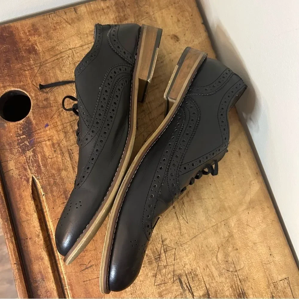 Stafford Black Leather Oxford Dress Shoes Men’s 11 see INFO